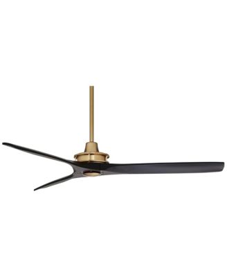 52" Windspun Indoor Ceiling Fan 3 Blade Remote Control Soft Brass Finish Motor Matte Black Finish Wood Blades Bedroom