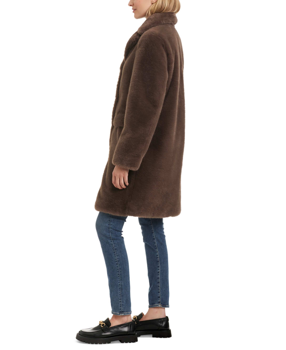 Jones New York Women's Faux-Fur Notched Collar Blazer Coat