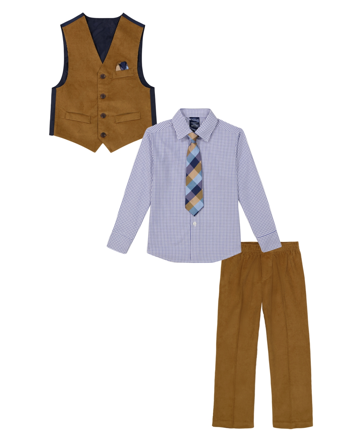 Nautica Toddler and Little Boys Bronze Corduroy Vest Set