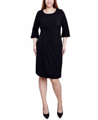 Black 3/4 Length Trumpet Sleeve Dress