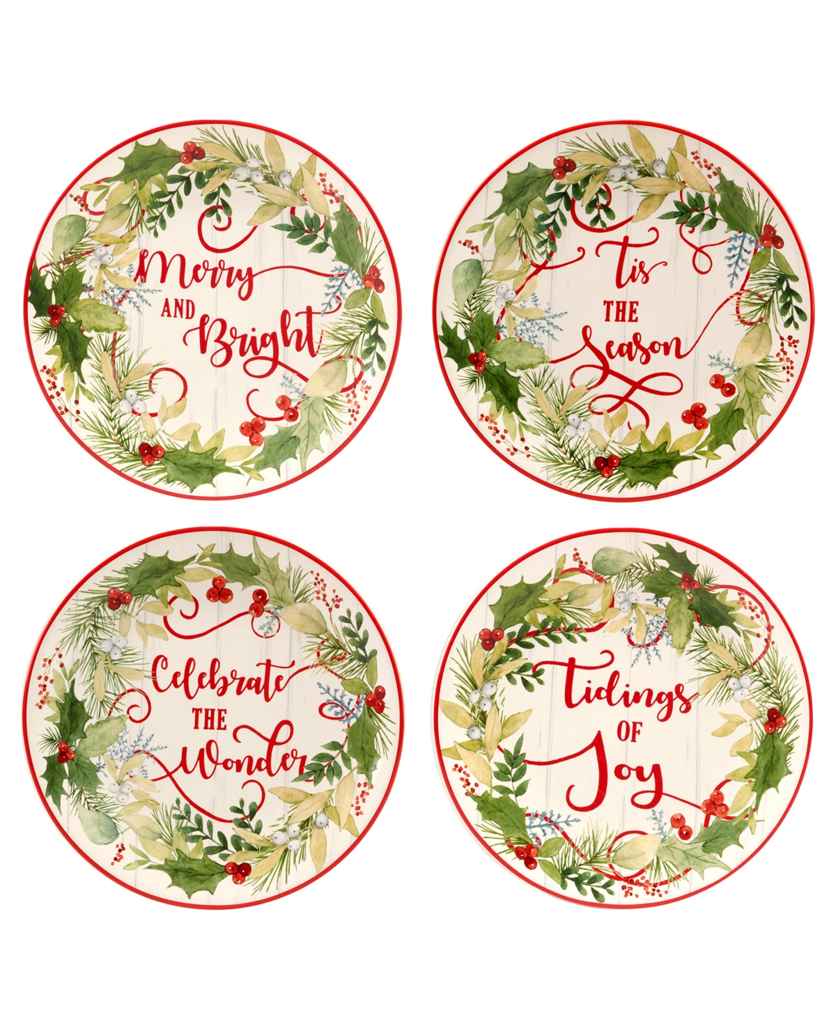 Winter Greens Dessert Plates, Set of 4 - Multi