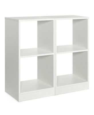 2 PCS Bookshelf 2-Tier Open Wood Display Organizer Set Vinyl Record Cube Storage