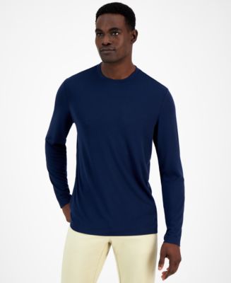 Alfani Alfatech Long Sleeve Crewneck T-Shirt, Created for Macy's - Macy's