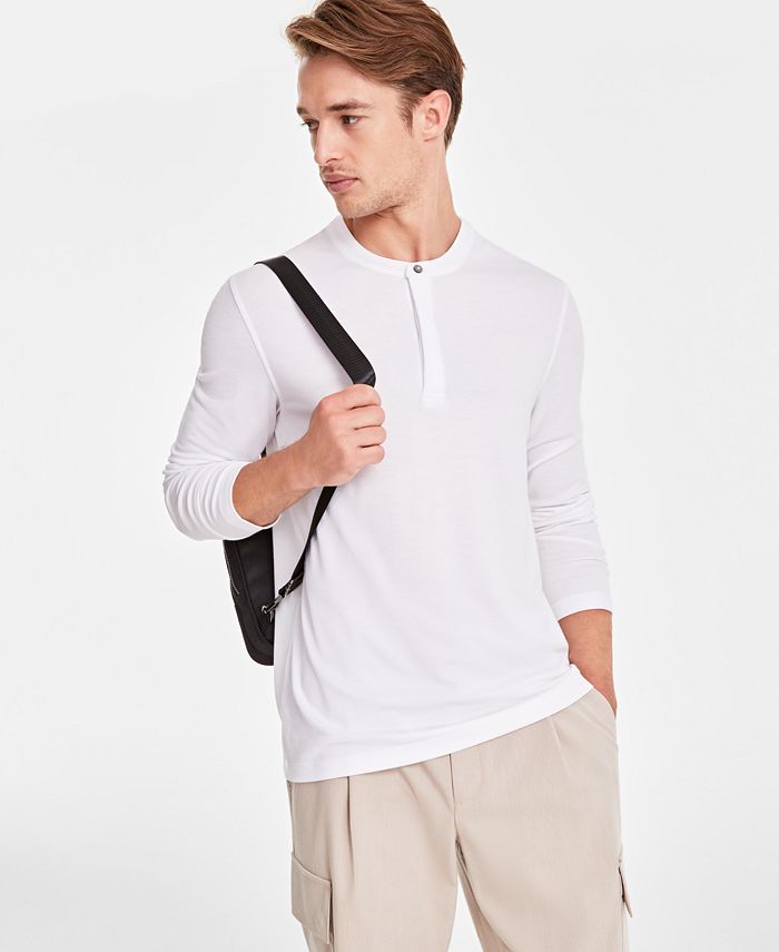 T-shirt Henley Manches Longues Alfani Alfatech - Vert Sauge - Taille M - Neuf Avec étiquettes