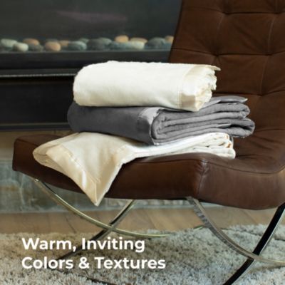 Fleece Blanket | Queen | Viscose Material | Satin Binding Border | Sized for Top of Bed | Ideal for Year Round Use