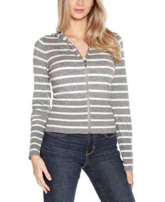 売れ筋商品|||ベルディーニ ニット&セーター アウター レディース Plus Size Striped Hooded Cardigan Sweater Heather Grey Combo Belldini Women's Striped Hooded Cardigan Sweater - Macy's
