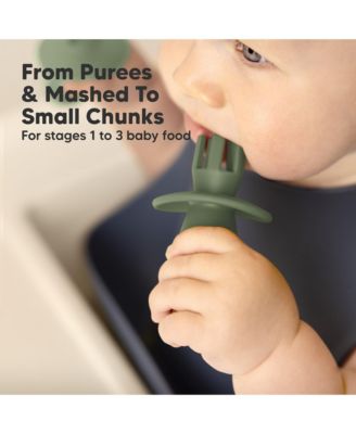 4-Pack Prep Baby Spoons & Forks Set, Self Feeding Baby Utensils 6-18 Months, Silicone BLW Baby Feeding Set, BPA-Free