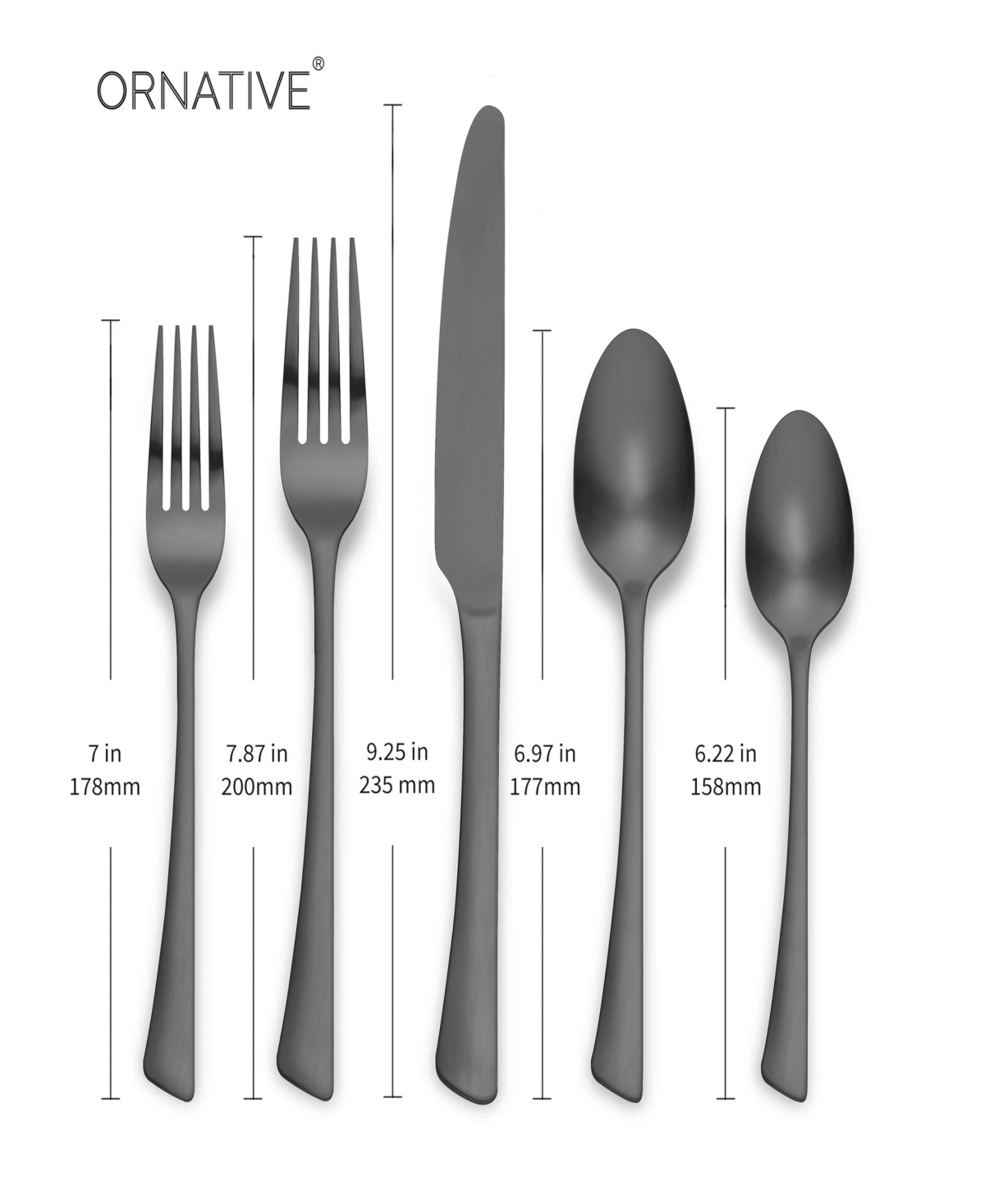 Ornative Abril Service For 4 20 Piece Flatware Set In Black