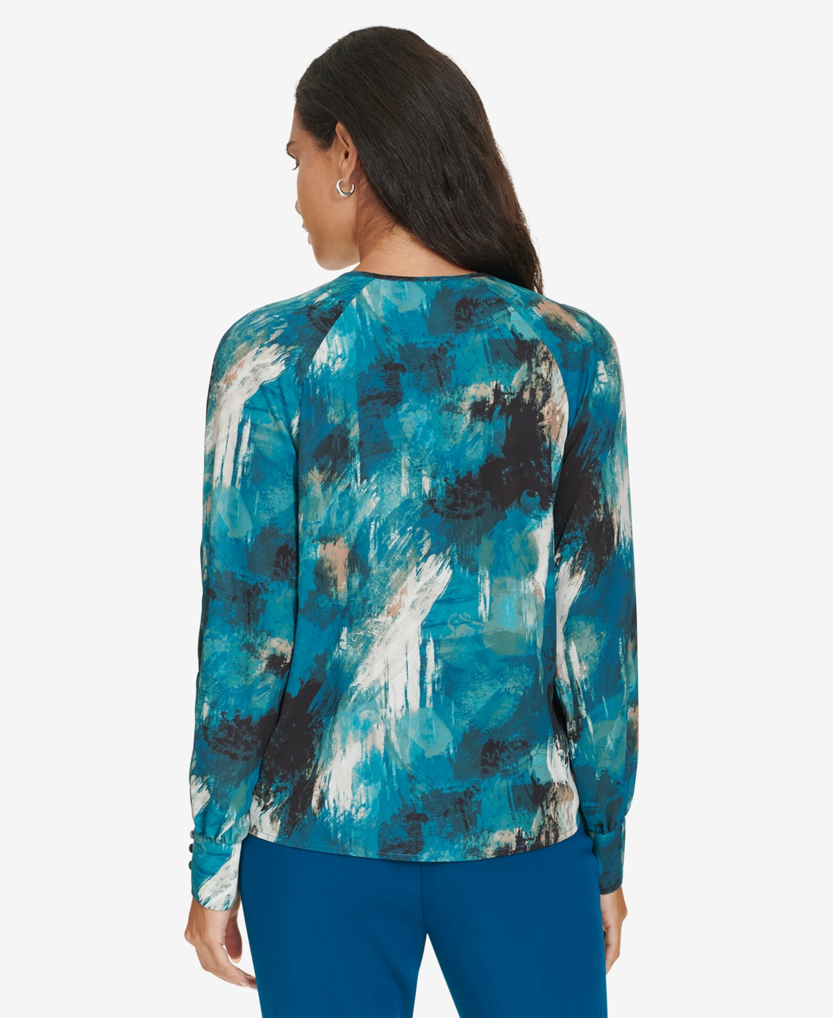 Calvin Klein Women's Printed Keyhole Blouse
