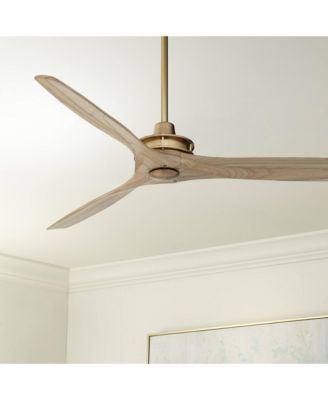 52" Windspun Modern Indoor Ceiling Fan 3 Blade Remote Control Soft Brass Finish Natural Wood Blades Bedroom Living Room