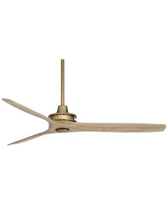 52" Windspun Modern Indoor Ceiling Fan 3 Blade Remote Control Soft Brass Finish Natural Wood Blades Bedroom Living Room
