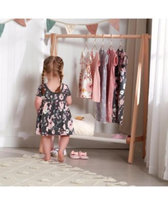 Baby Girls Pink Floral Short Sleeve Dresses, 2-Pack