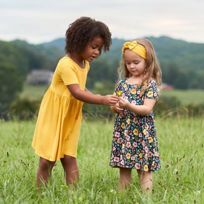 Baby Girls Midnight Floral Short Sleeve Twirl Dress