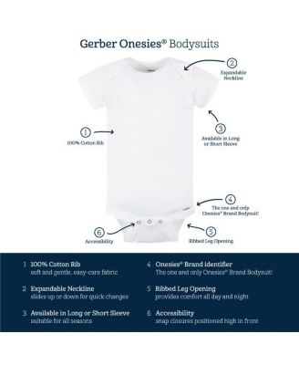 Baby Girls Long Sleeve Onesies Bodysuits, 6-Pack, White/Black Variety