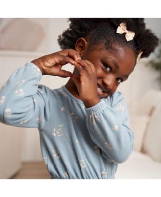 Baby Girls Soft Hacci Long Sleeve Floral Jumpsuit