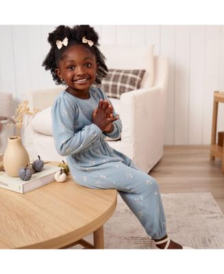 Baby Girls Soft Hacci Long Sleeve Floral Jumpsuit