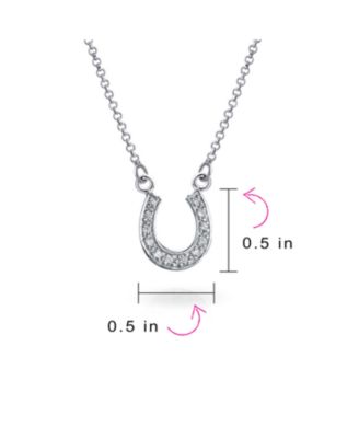 Petite Pave Cubic Zirconia CZ Equestrian Good Luck Charm Horseshoe Necklace Pendant Western Jewelry For Women Teens Graduation Gift .925 Sterling Silver