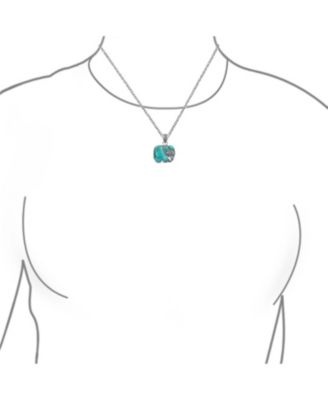 Bali Indian Style Tribal Elephant Natural Stone Pendant Oxidized Sterling Silver Necklace With Chain