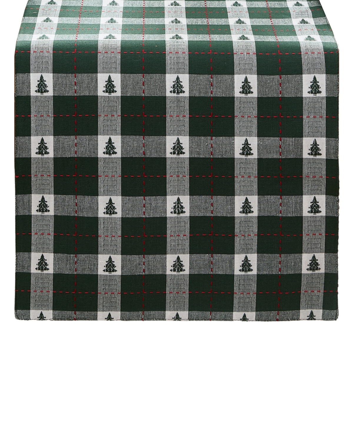 Elrene Sherwood Tree Dobby Cotton Table Runner, 70"x 13" In Green