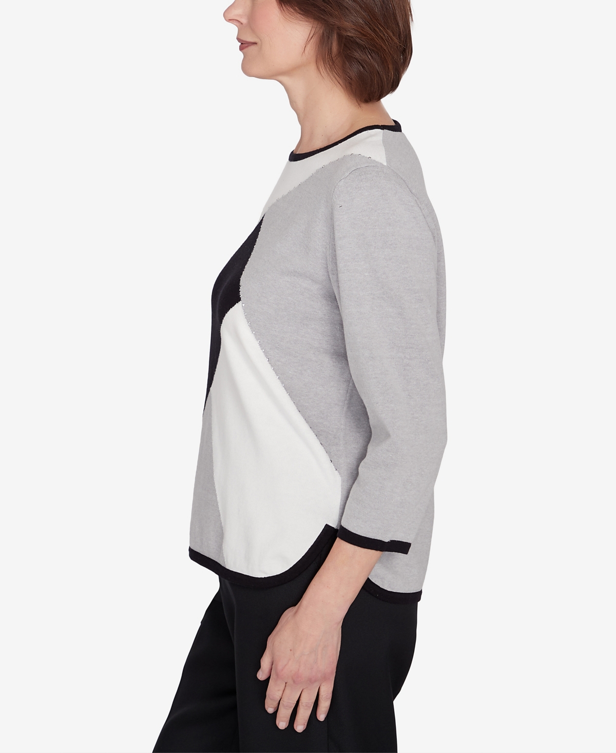 Alfred Dunner Classic Color Block Beaded Top In Red