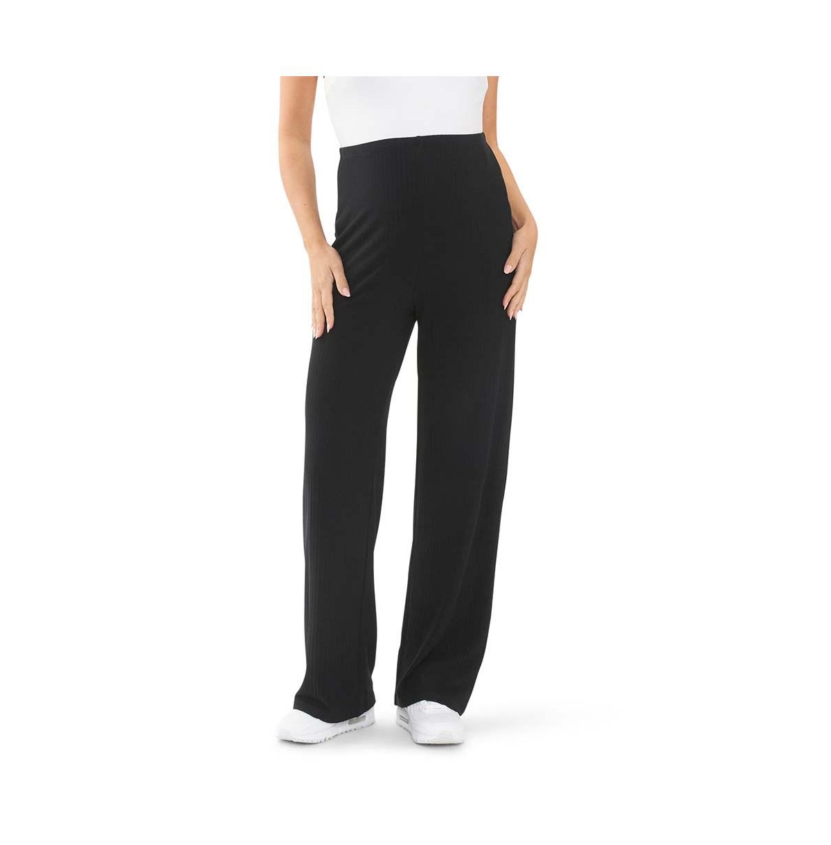 Maternity Ripe Cindy Rib Straight Leg Pant Black - Black