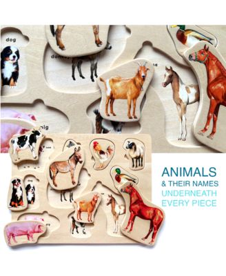 3xSET Wooden Montessori Puzzles for Toddlers 1-3 – Learning Realistic Animals
