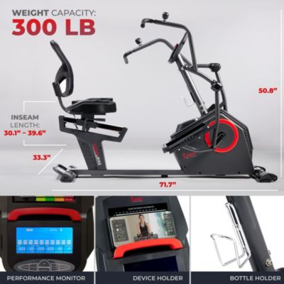 Electromagnetic Recumbent Cross Trainer Exercise Elliptical Bike w/Arm Exercisers, Exclusive SunnyFit App Bluetooth Connectivity