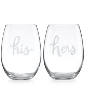 Two of a Kind His & Hers Stemless Wine Glasses, Set of 2