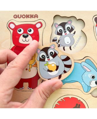 3xSET Wooden Animal Peg Puzzles for Toddlers Ages 1-3-5
