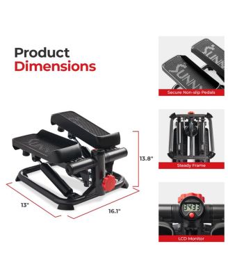 Total Body Smart 2-in-1 Stepper Machine, Total Body Workout, Adjustable Hydraulic, LCD Monitor, Resistance Bands, Non-Slip Pedals with Optional Smart SunnyFit App