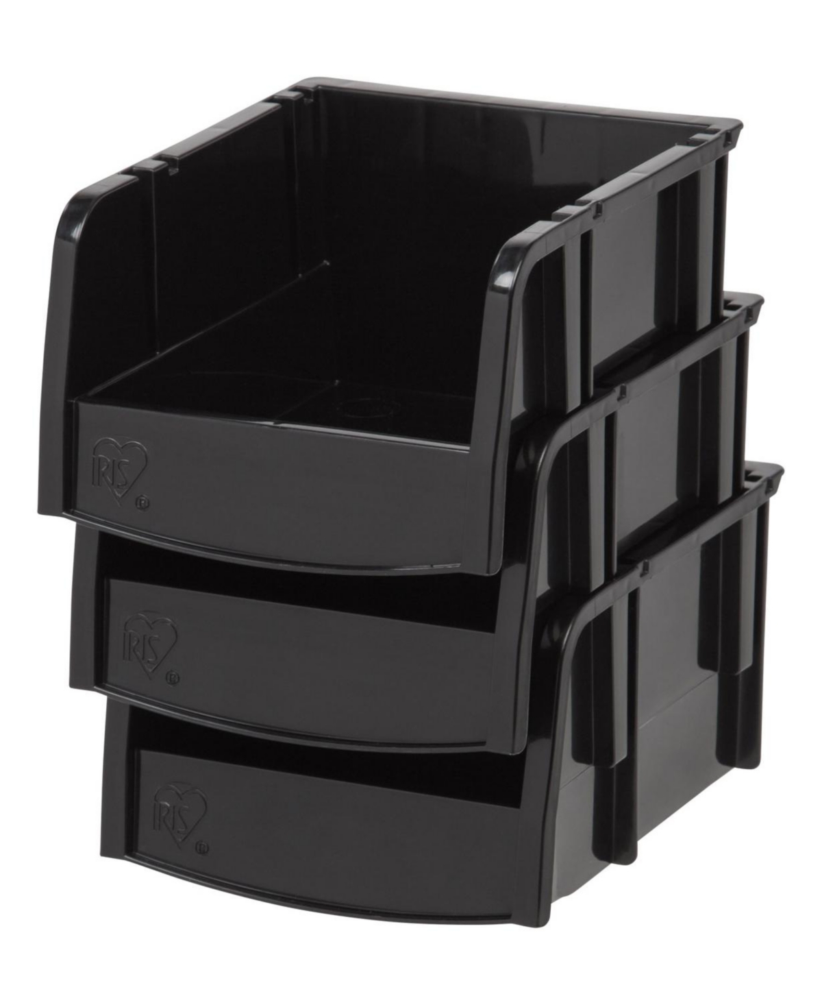 Iris Usa 24 Pack Small Plastic Open Front Stackable Storage Bin,- Black