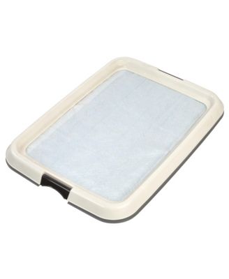 Pad Holder, Fits 17"x24" or Larger, Medium, Puppy Dog Pad Hoder, Secured Latches, Non-Skid Rubber Feet, High Polish Finish for Easy Cleaning, Leak Protection, Tray, Dark Gray