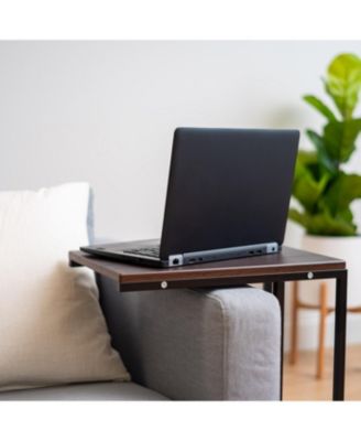 USA Wood and Metal Frame Side Table, Accent Sofa End Table Coffee Snack, Bedroom Night Stand, Living Room Computer Desk, C-Shape Wide