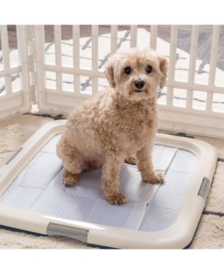 Potty Pad Holder, Fits 23"x23" or Larger, Square, Puppy Dog Pad Hoder, Secured Latches, Non-Skid Rubber Feet, High Polish Finish for Easy Cleaning, Leak Protection, Dog Potty Tray, Navy