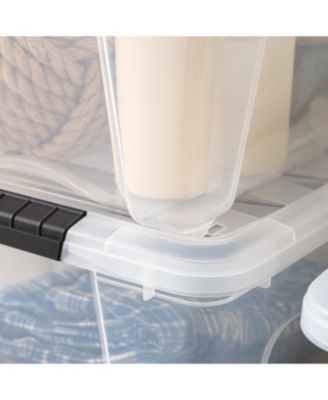 6 Pack 32qt Clear View Plastic Storage Bin with Lid and Secure Latching Buckles