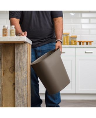 6 Gallon / 24 Quart Plastic Wastebasket Trash Cans for Home, Office, Bedroom, Bathroom, Brown, 3-Pack