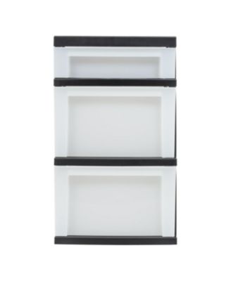 USA Craft Plastic Organizers and Storage, Storage Drawers for Classroom Supplies, Storage Organizer for Art Supplies, Drawer Top Organizer for Small Parts, 3 Drawer, Black/Pearl