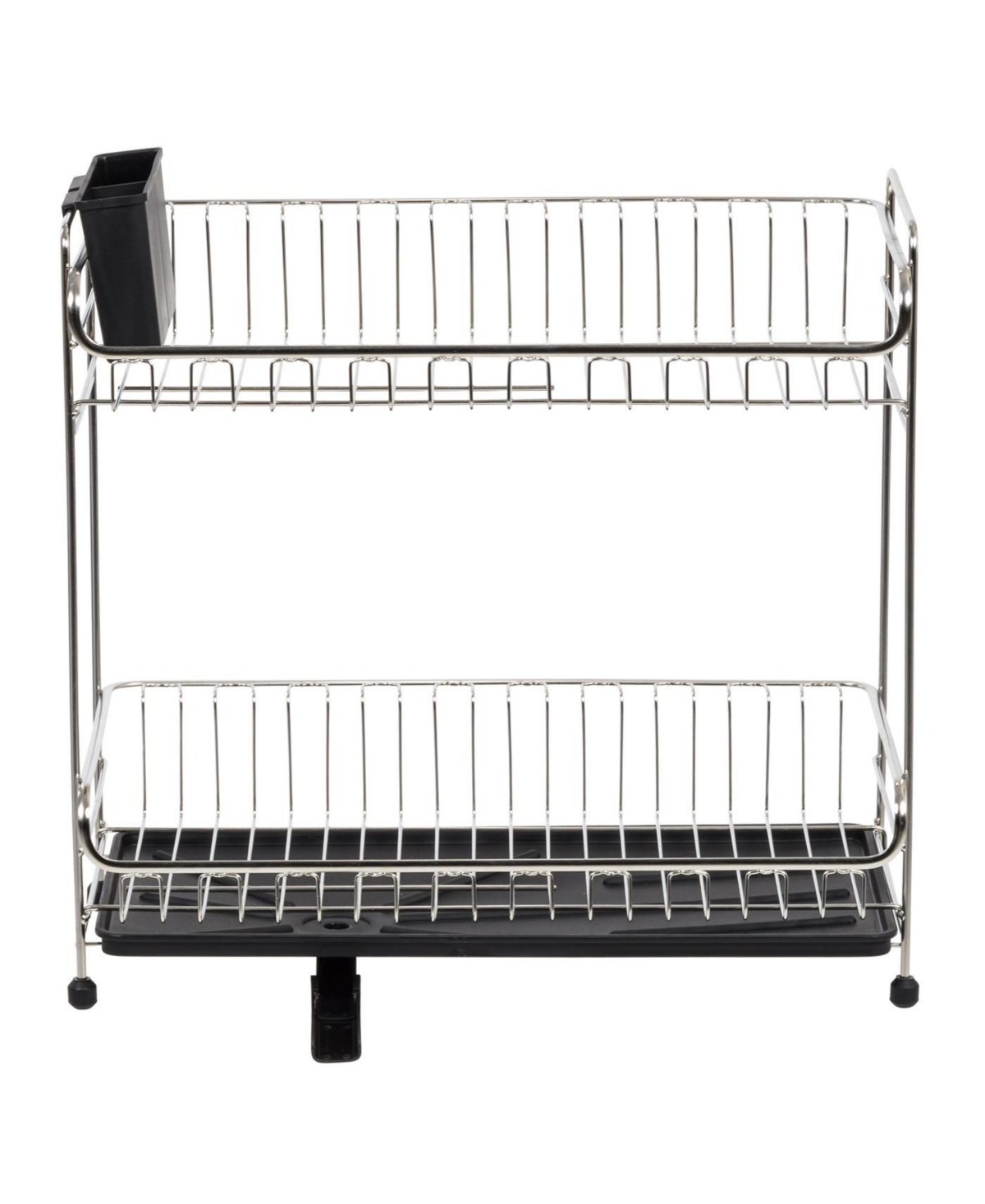 Iris Usa 2-tier Slim-sized Dish Rack with Drain Spout,- Black