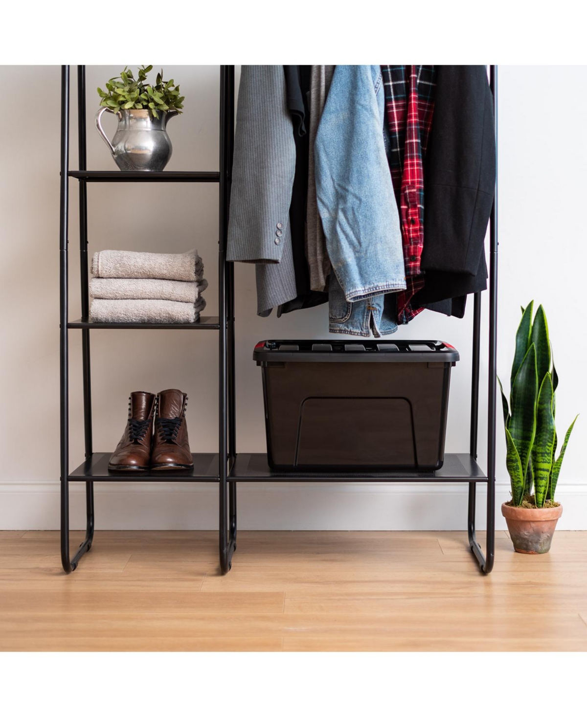 Iris 4 Pack 40qt Plastic Storage Bin with Lid and Secure Latching Buckles,- Black