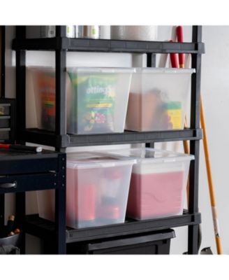 36 Quart Plastic Storage Bin Tote Organizing Container with Latching Lid, Stackable and Nestable, Clear, 4 Pack