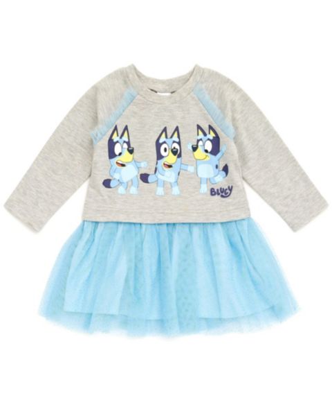 Платье Bluey French Terry Mesh Tutu Dress для девочек, цвет: Меланжевый серый