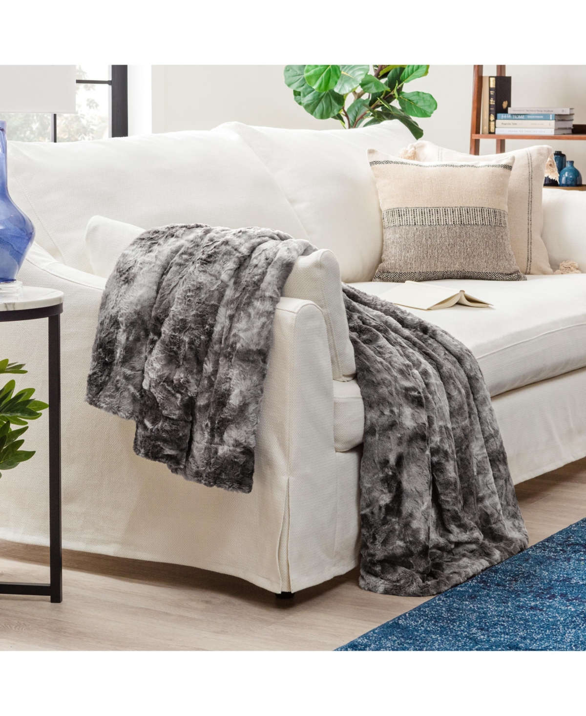 Chanasya Premium Wolf Faux Fur Throw Blanket - Soft, Fuzzy Sherpa & Minky Throw Blanket - For Bed or Couch - 92