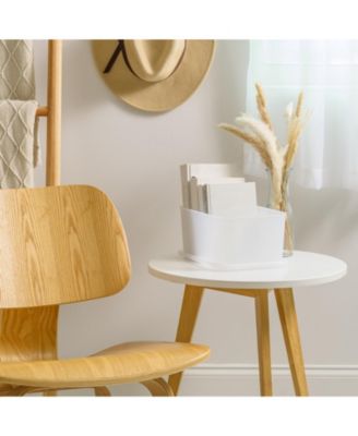 USA Small Plastic Modular Storage Basket with Lid, 4-Pack, Stackable, for Kitchen Bathroom Bedroom Closet Kid's Room Office, Easy to Clean, Stylish Design, Shelf Organizer, Pearl