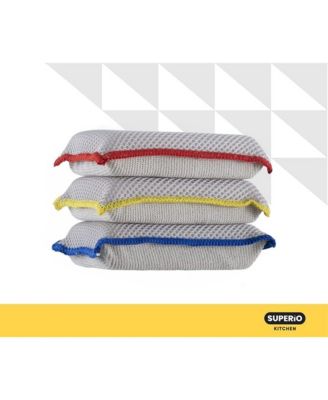 Microfiber Kitchen Dishwashing Sponges, 3-Pack Scrubbing Sponges