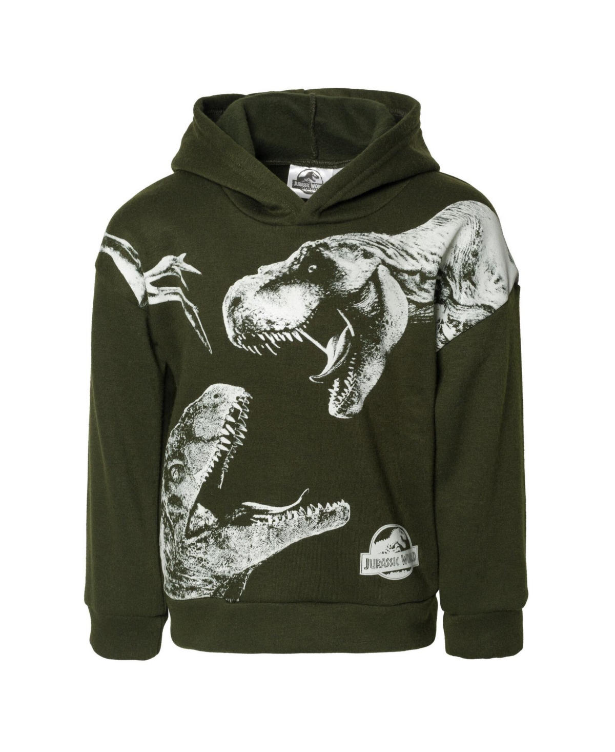 Jurassic World Toddler Boys Dinosaur T-Rex Fleece Pullover Hoodie to - Green