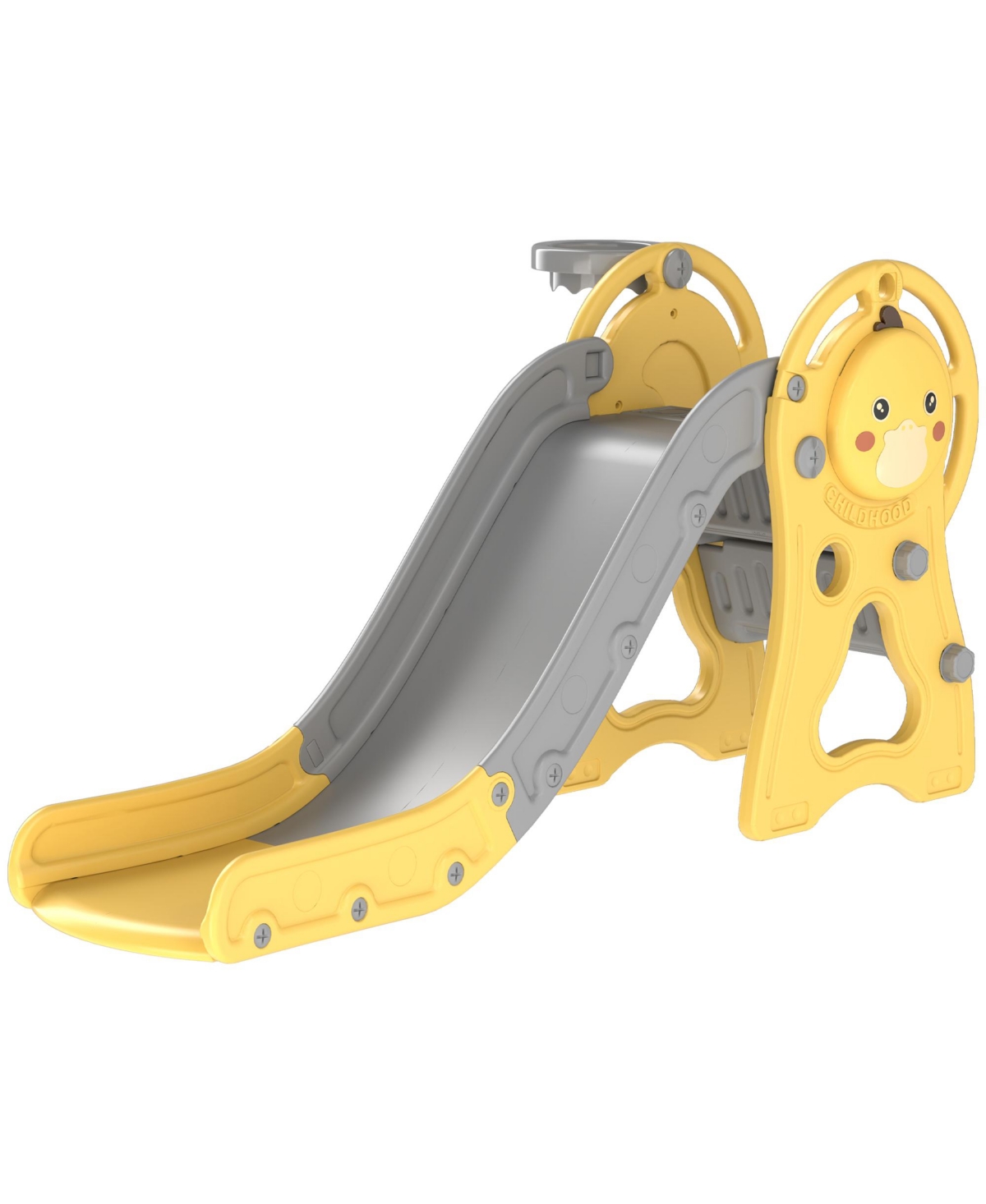 Qaba 1 Toddler Slide with Basketball Hoop for Kids 1-3 Years,- Yellow