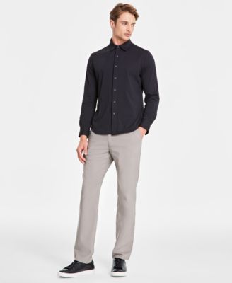 Men's Classic-Fit Heathered Jersey-Knit Button-Down Shirt, Created for Macy's 