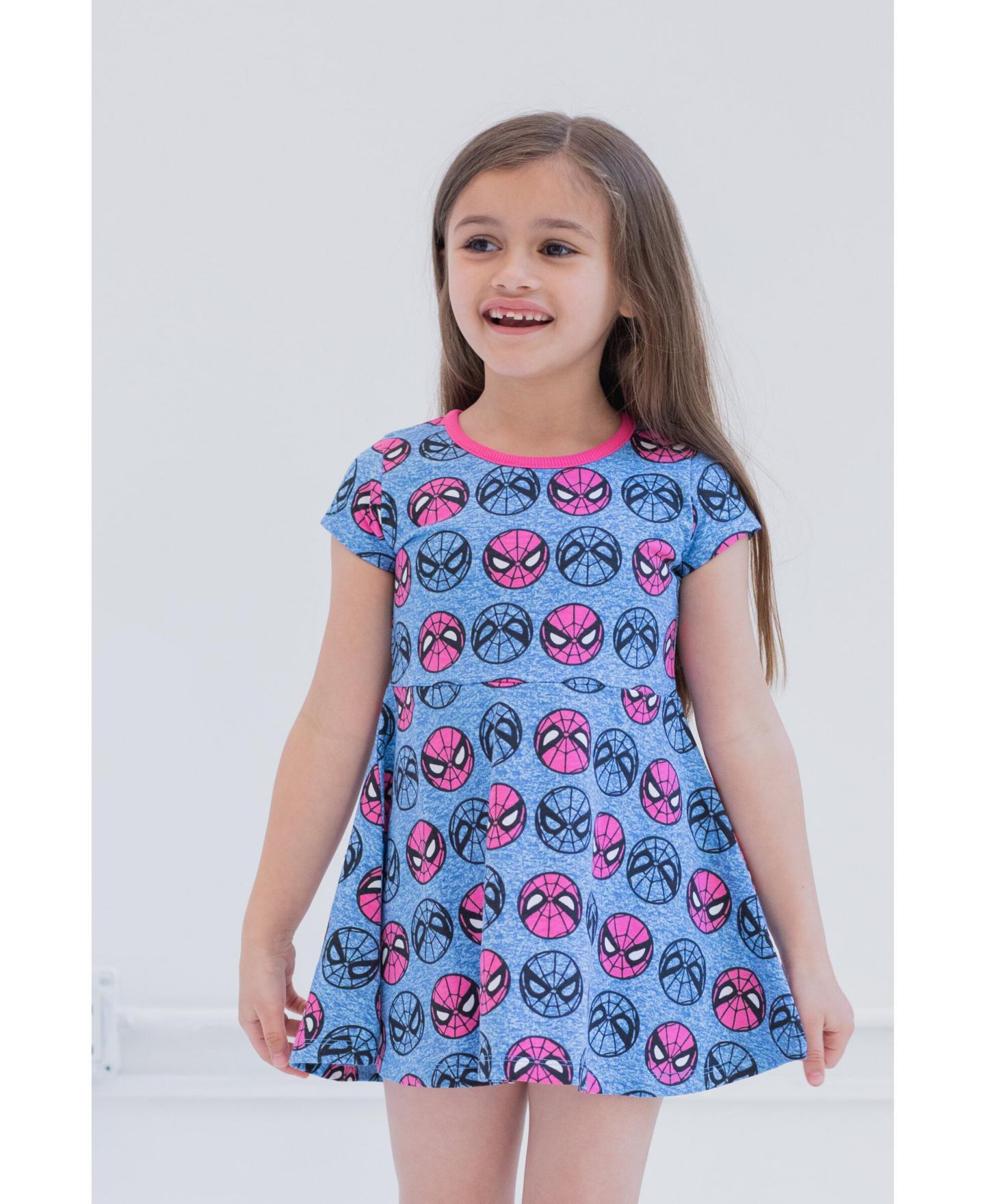 Платье Spider-Man Marvel Spider-Girl French Terry Skater Dress to для девочек, цвет: Синий — фото 3