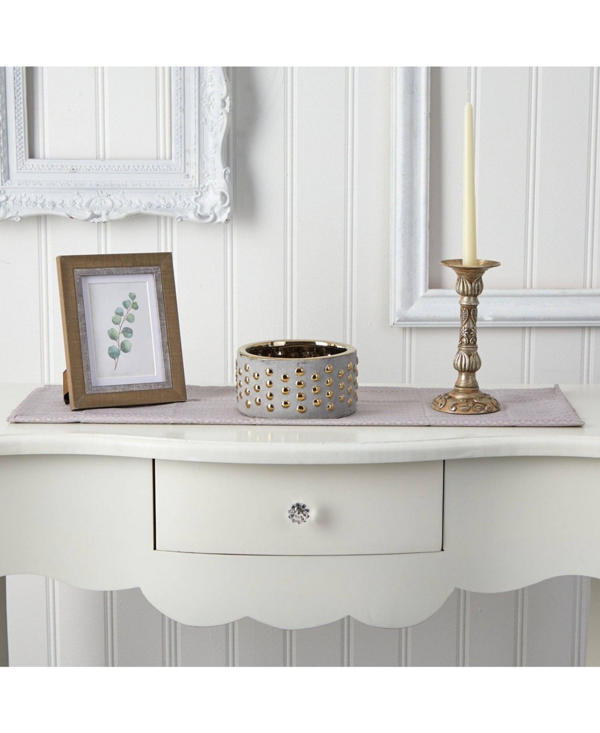 Slickblue 6.75" Regal Stone Hobnail Planter with Gold Accents