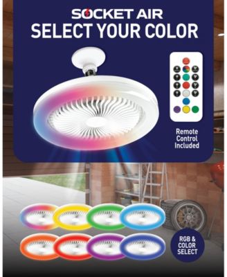 Socket Air 10.1 in. LED Color Changing Indoor White Ceiling Fan with Remote